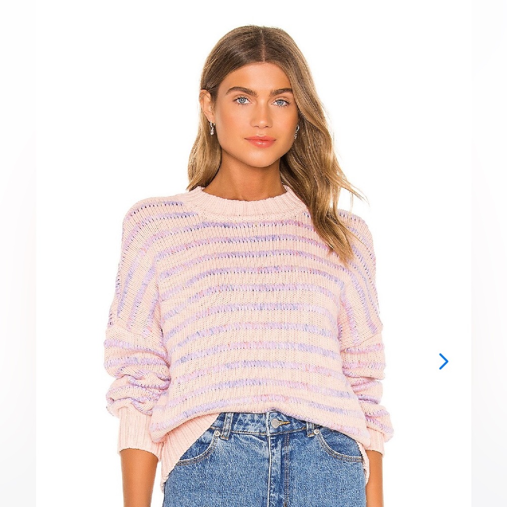 Lovers + Friends Mallen Cotton Candy Pink Oversized Slouchy Crewneck Sweater